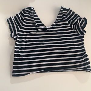 Black and white striped crop top